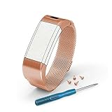 Chofit Ersatz-Armband für Garmin Vivosmart HR Plus, Metall-Gliederarmband, Milanaise-Schleife, Sportarmband für Vivosmart HR+ Approach X10 & X40, Rose Gold, S