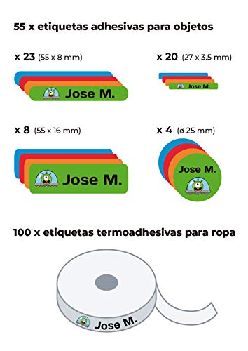 Pack 155 etiquetas para marcar ropa  100 Etiquetas de tela para marcar ropa   55 etiquetas adhesivas para marcar objetos Etiquetas para ropa etiquetas colegio