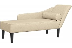 VIDAXL Chaise longue avec coussins crème tissu