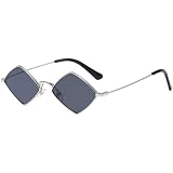 MJDABAOFA degli Occhiali da Sole Occhiali da Sole A Rombo Uomini Telaio in  Metallo Grigio Vintage retrò Occhiali da Sole per Le Donne Estate Uv400 :  Abbigliamento