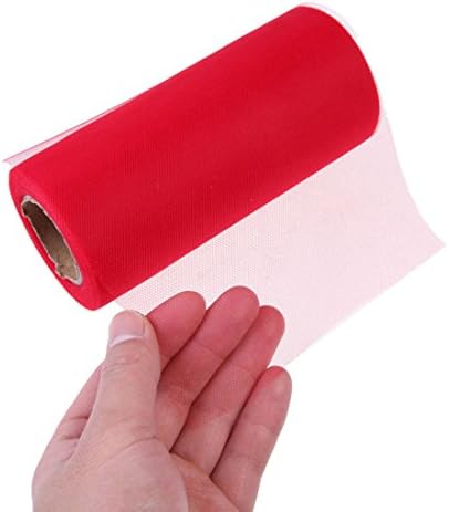 dingdangbell 6 Inch x 25Yards (75FT) Tulle Roll Spool Tutu Skirt Fabric Wedding Party Craft Christmas (Red)