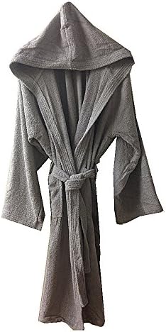 100% Egyptian Cotton Terry Towelling Unisex Dressing Gown Shower Bath Robe & Belt Free Post (Light grey)