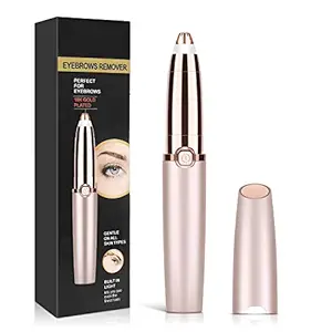 Painless Eyebrow Hair Remover,Electric Painless Facial Hair Remover Trimmers with LED Light for Women - Rose Gold