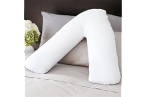 beSunshine 100% Egyptian Cotton V-Shaped Pillow Case Pregnancy Neck Orthopedic Pillow Cover Only (White)