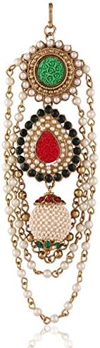 I Jewels Women's Elegantly Handcrafted Pearl Hanging Hair Pin Multi-Colour