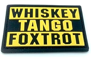 Patch Nation Whiskey Tango Foxtrot WTF Gelb PVC Airsoft Paintball Klettverschluss-Flecken Klett
