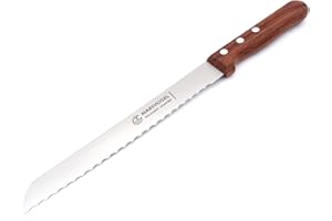 Marsvogel 82 80 12 - Cuchillo de Pan de 2,0 mm de Grosor de la Espalda con Onda, Color marrón (Madera marrón)