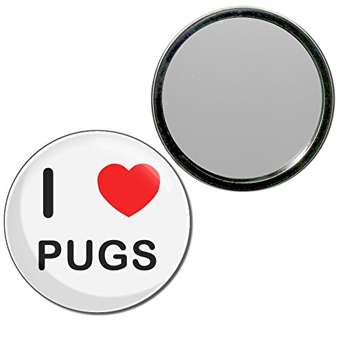 I Love Pugs - 77mm Round Compact Mirror