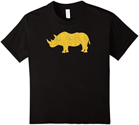 unisex-child Distressed Rhinoceros Or Rhino Graphic T-Shirt 12 Black