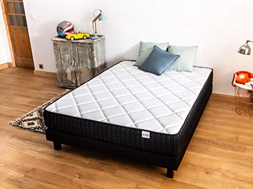 Ensemble Matelas mémoire + sommier 140x190 Extra Memo Hbedding - Mousse Visco et Mousse Confort