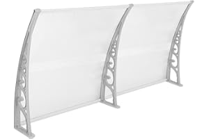 XUANYU Auvent de Porte d'entrée Auvent de fenêtre en Polycarbonat UV Protection, Gris Clair 80×240cm