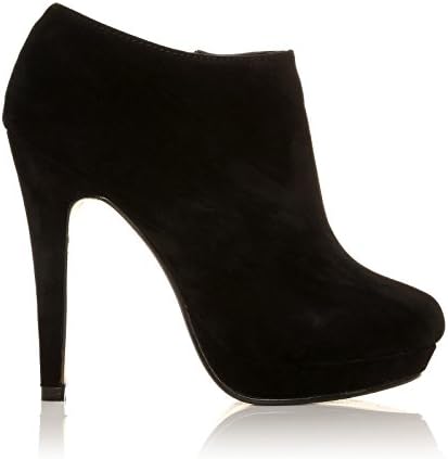 H20 Black Faux Suede Stilleto Very High Heel Ankle Shoe Boots