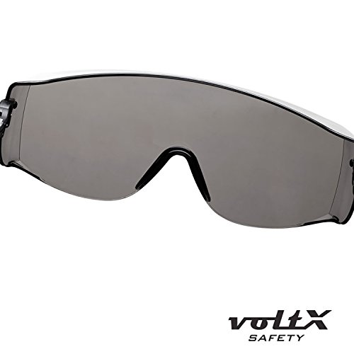 voltX ‚OVERSPECS‘ Gewerbliche Schutzbrille für Brillenträger im Industriewesen – CE EN166f zertifiziert (rauchgraue Scheibe) – individuell anpassbarer Bügel – beschlagfrei, kratzfest, UV380 Schutz – Safety Overglasses - 6