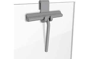 Minismus Tergivetro per Doccia - Pulisci Vetri Porte e Finestre - Tergivetro Doccia Silicone - Pulisci Doccia Vetro, Bagno e Specchi - Senza Foratura, Supporto Incluso (Grigio, 21 cm)