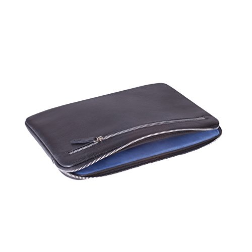 mabba® MacBook Tasche Leder für das Macbook 13" , Macbook Retina 13", Macbook Air 13" -Joe Black- schwarz edel Handmade in Berlin