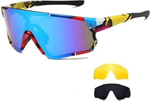 Long Keeper Gafas Ciclismo Hombres Mujeres Gafas de Sol Deportivas Polarizadas Gafas Bicicleta con 3 Lentes Intercambiables para Corriendo MTB
