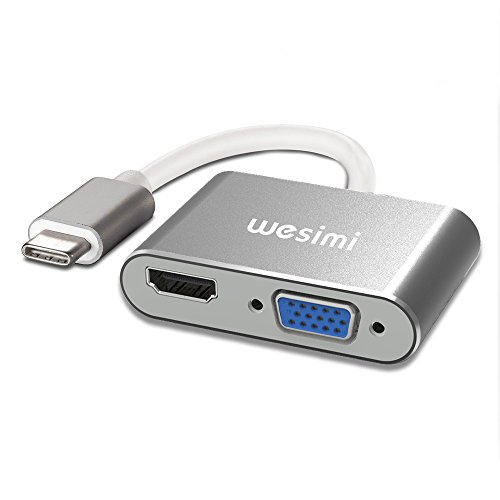 Typ C auf HDMI + VGA Adapter, wesimi USB 3.1 Typ C (USB C) auf VGA HDMI UHD Konverter Adapter mit Aluminium Gehäuse für MacBook / ChromeBook Pixel, Plug & Play (Typ c zu hdmi vga Adapter) - 8