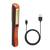 Kamtop Torche Electrique Rechargeable Magnétique LED COB Lampe de Poche Lumière de Travail Lampe d'Inspection avec Câble d'Alimentation USB Lampe d'Inspection Super Brillante - Orange