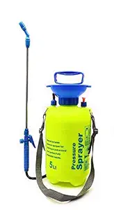 DishGo 5 Litre Portable Pressurized Water Sprinkler can for Gardening & sanitizer Spraying, Manual Hand Pressure Agriculture Chemical Pesticides Spray Pump, car Cleaning Sprayer Color Blue.