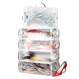 10 x Cajas Plegables de Zapatos de Mujer Apilables de Plástico Transparente de Kurtzy TM
