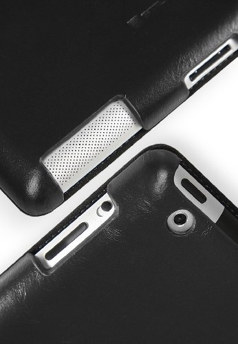 StilGut Couverture Case Tasche aus feinstem Leder f  r Apple iPad  3  und 4  Generation  unterst  tzt Smart-Cover Funktion  Schwarz - glattes Leder
