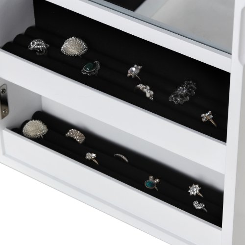 Songmics 56 x 31 x 10 cm Schmuckschrank Wandspiegel mit Bilderrahmen (Weiß) JBC59W - 5
