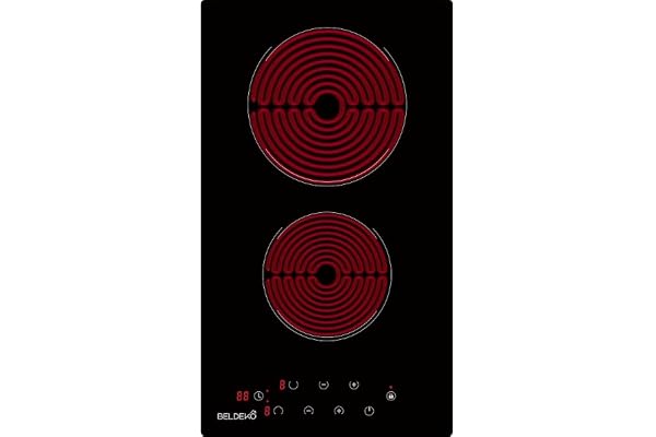 BELDEKO - Plaque Vitrocéramique 2 foyers 3000W - Extra plate - Minuteur, commande tactile