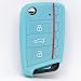 Produktbild Soft Case Schutz Hülle Auto Schlüssel WABE Style für Golf 7 Polo 6C Seat Ateca Arona Leon Skoda Octavia Superb Kodiaq Klappschlüssel/Farbe: Fluoreszierend Blau (leuchtet im Dunkeln!)