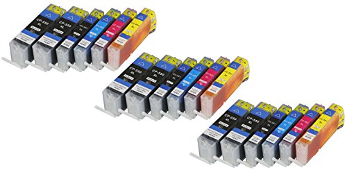 18 Druckerpatronen für Canon PGI550XL CLI551XL MIT CHIP und Füllstandanzeige für Canon Pixma MG6400, MG6450, MG6600, MG6650, MX720, MX725, MX920, MX925, iX6800, iX6850 kompatibel zu PGI550BK, CLI551BK, CLI551C, CLI551M, CLI551Y
