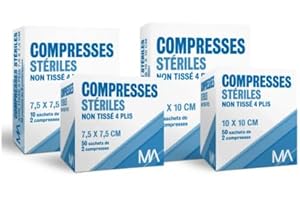 MEDIKA69- lot 600 Compresses Stériles Tissées ou gaze 5X5 7.5 X 7.5 10 x 10 cm – Les compresses stériles tissées Medika69 sont conçues pour le nettoyage lot 600 (10 X 10 NON TISSE, 1200, unité)