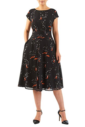 Eshakti Womens Fox Floral Print Pleated Empire Georgette Dress Uk