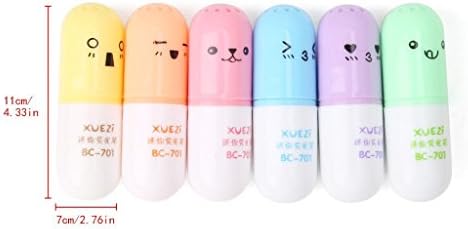 WJiXin 6pcs/set Mini Pill shaped highlighter for writing, Cute face Graffiti marker pen Korean stationery school supplies