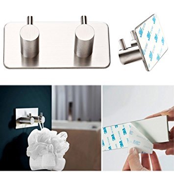 Alicemall Selbstklebend Kleiderhaken Mantel Hut Serviette Wandhaken Bad Küche Edelstahl 2HAKEN(silber) - 5