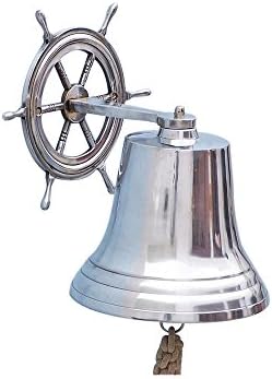 Chrome Hanging Ship Wheel Bell 14"