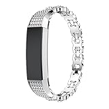 OVERDOSE Fitbit Alta HR/Fitbit Alta Armband, Damen Mädchen Edelstahl-Wiedereinbau Uhr Band Handgelenkbügel für Fitbit Alta HR/Fitbit Alta Smart Watch (Silver)