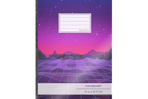 VOKABELHEFT DIN A4 • 50+ Seiten, Soft Cover, Register, 2 Spalten, Erfolgs-Tacker, "Retro Feeling" • Original #GoodMemos Schulheft • Sprachen und Vokabeln leicht lernen, Lineatur 53