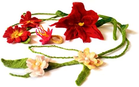 Felt Set for Felt Flowers & Flower Jewellery with Instructions, Wool Felt, Felt, Cutter and Silouettes