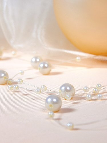 SiDeSo® Perlengirlande creme 5 Stück á 1,3m Tischdeko Hochzeit - 3
