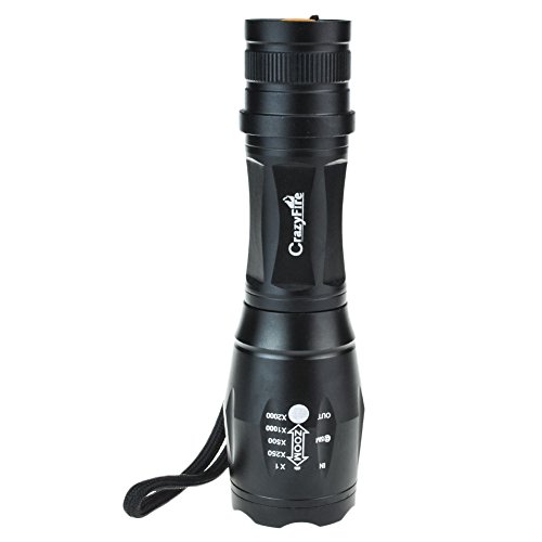 CrazyFire LED Taschenlampe Rotlicht,Cree XM-L T6 1000 Lumen Tactical LED Taschenlampe,Outdoor Wasserdicht Camping LED Taschenlampe Aufladbar Lenser für Wandern,Camping,Reisen (Rotlicht) - 5