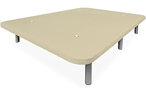 amuéblate Online - Base Tapizada 3D Reforzada, Gran Estabilidad con 5 Barras Transversales y 6 Patas metálicas roscadas de 25cm, 135 x 190, Beige
