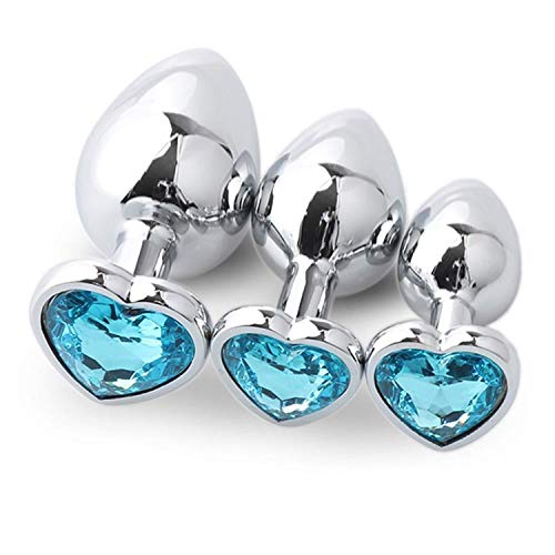 3pcs/Set Intimate Metal Beads with Crystal Jewelry Heart Blockage Toys Gland comfortabler Funny Toys for Men Women Blockage Toys,Sky Blue
