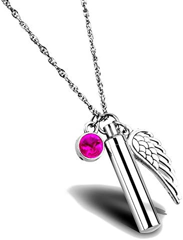 Cylinder Cremation Jewelry Memorial Urn Necklace for Ashes Keepsake for Your Loved One (October 1.3in/3.3cm)