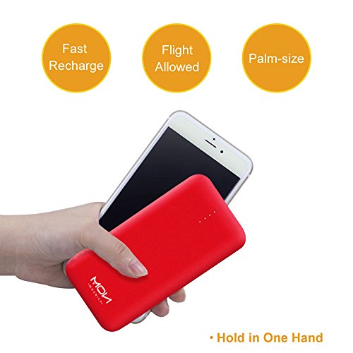 Moxnice Batterie Externe 10000mAh Power Bank Petit Chargeur Portable Rapide et Portable de Batterie avec Micro USB C  ble Int  gr   pour iPhone Android Samsung Galaxie Huawei iPad Tablette  rouge 