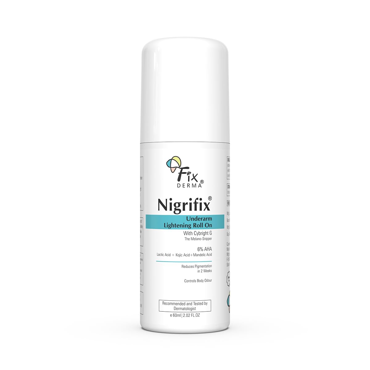 Fixderma Nigrifix Underarm Lightening Roll on with 6% AHA, Lactic Acid & 1% Mandelic Acid | Brightens Skin & Exfoliates Under