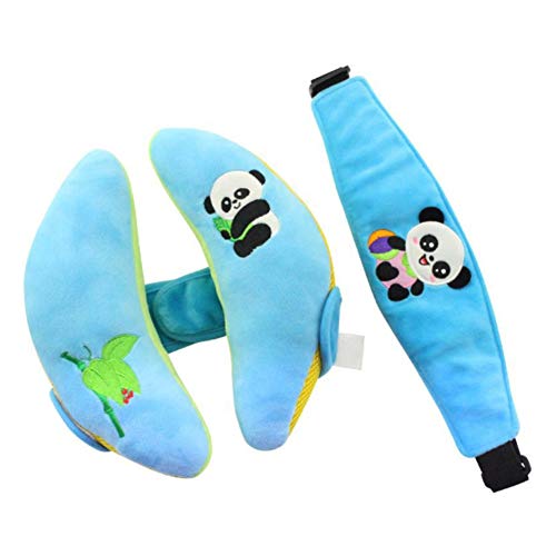 Preisvergleich Produktbild Isuper Baby Kopfkissen für Autositz und Kinderwagen Kopfstütze für Baby-Autositz Einstellbarer Kopf Halter und Kissen für Schlaf unterwegs, Blau