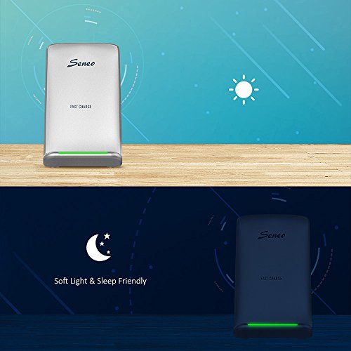 Seneo Cargador Inal  mbrica 10W Qi iPhone X  8  8 plus Carga R  pida para Samsung Galaxy S8 S8 plus  S7 S7 plus note 5  Compatible con Nokia Lumia  Google Nexus  Color Plata