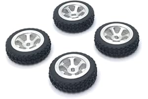 MOOKEENONE 4X Aluminum Alloy Wheels Rim Tires for Wltoys 1/28 K969 K989 P929 RC Car