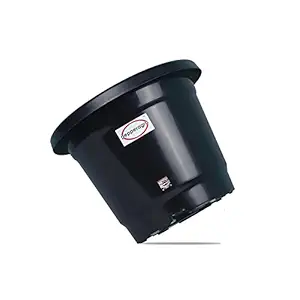 Pepper Agro Plastic Flower Pot, Black, 8 in, 9 Pieces