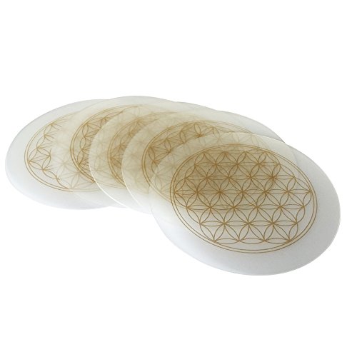 5 x Untersetzer Blume des Lebens mit Golddruck, Untersetzer für Trinkgläser, Flaschen, Blumentöpfe - 3