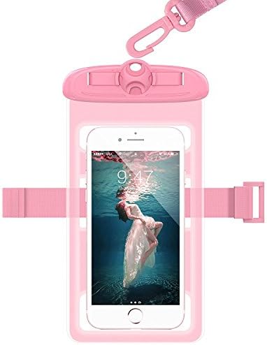 WorCord Universal Waterproof Case [Triple Lock] Cellphone Dry Bag Pouch with Armband Neck Strap for Outdoor Swimming Skiing Activies Compatible with iPhone, Samsung and More Smartphone up to 6.3 inche – Rose Gold